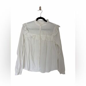 GAP Ivory Ruffle Trim Blouse